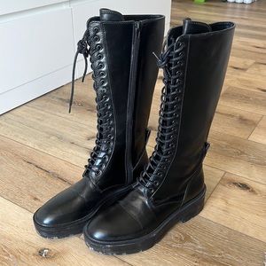 Zara black combat boots. Size 39 (US 8)